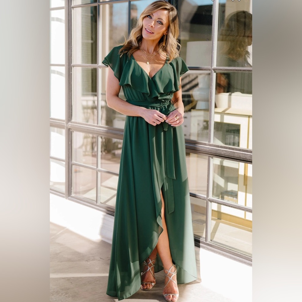 Baltic born Katya Evergreen Ruffle Maxi Dress